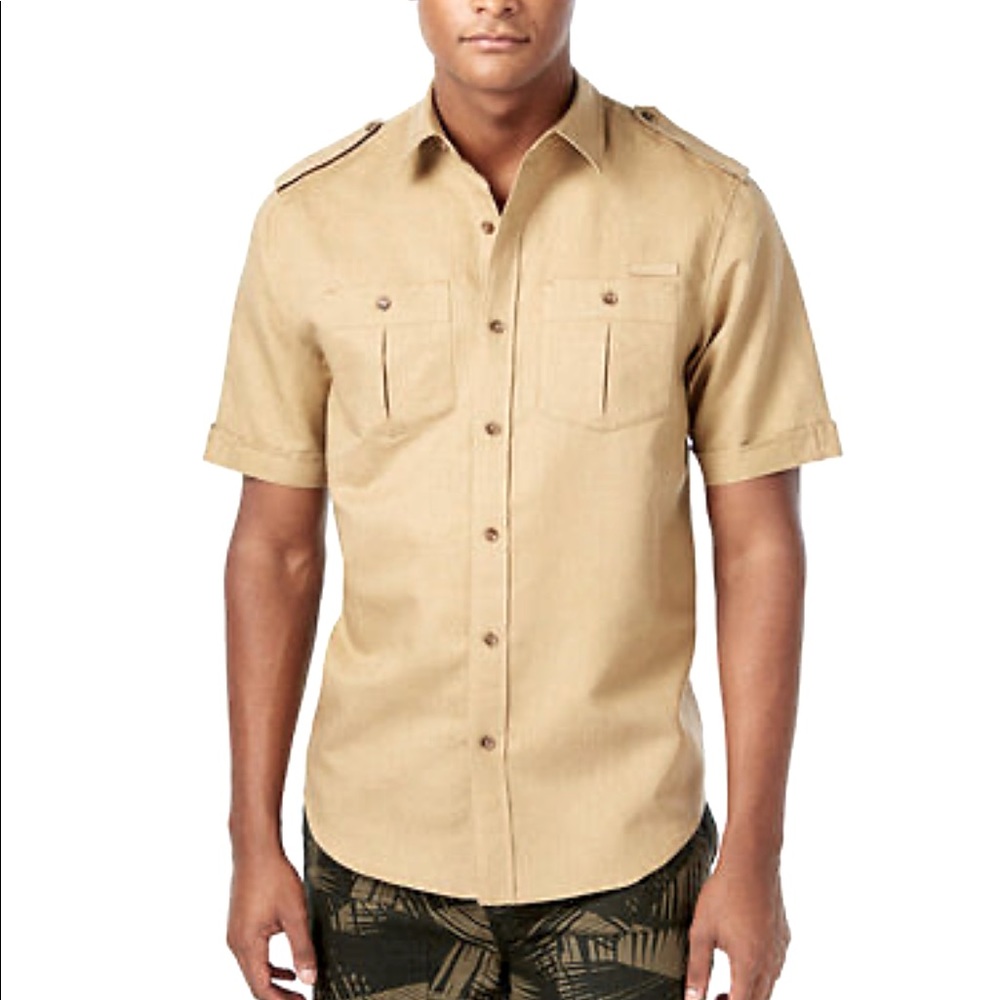 Khaki Linen Button Down